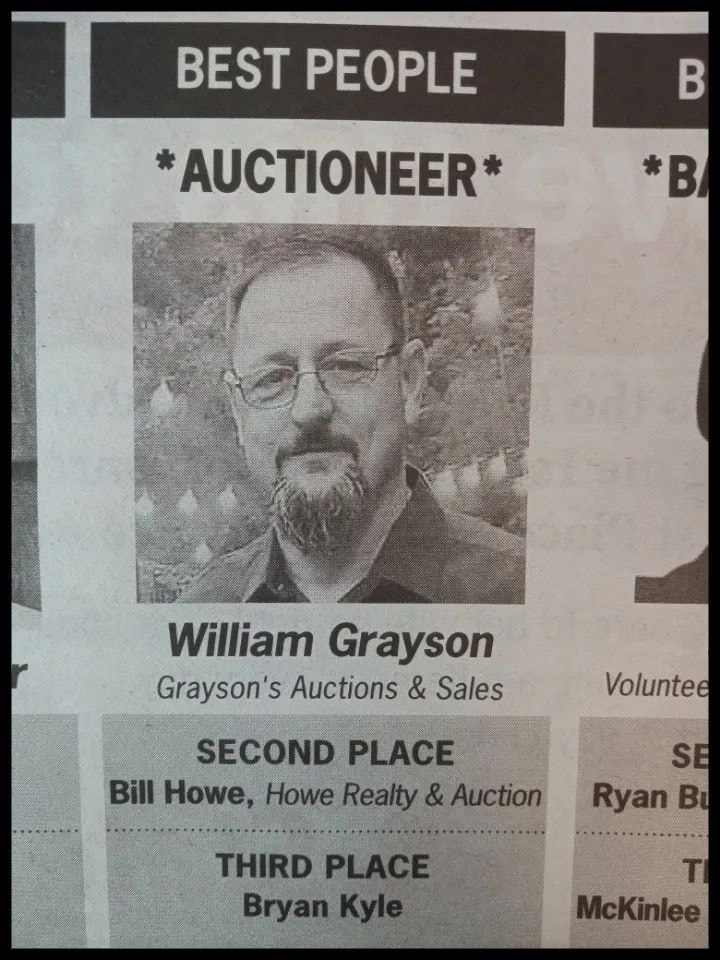 Best People — Auctioneer: William Grayson, Grayson's Auctions and Sales, first place